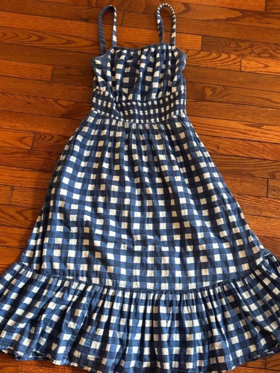 Cleobella Dresses & Skirts - SOLD | Blue and White Gingham Sundress with Ruffle Hem